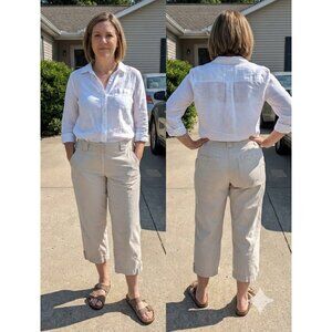 Coldwater Creek Tan Capri Pants Womens 8 Cotton Stretch Khaki Crop Chino